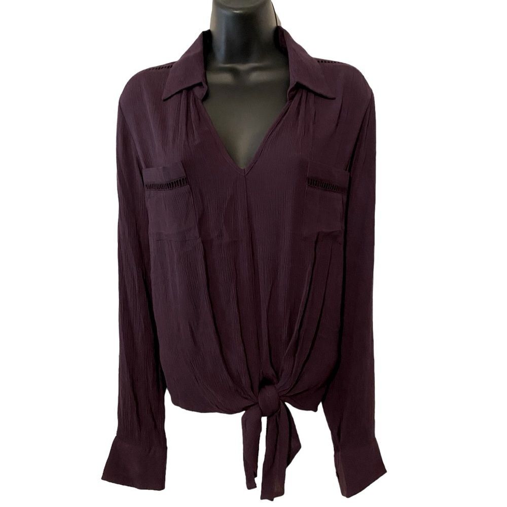 Women’s Karen Kane lace inset top,tie waist, V- neck blouse 100% rayon NWT sz. S